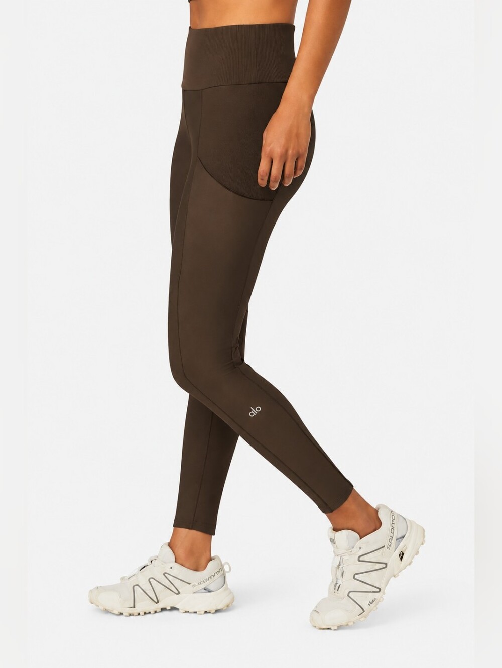 Alo Yoga Ribbed Airlift High-Waist 7/8 Enchanted Leggings-Espresso